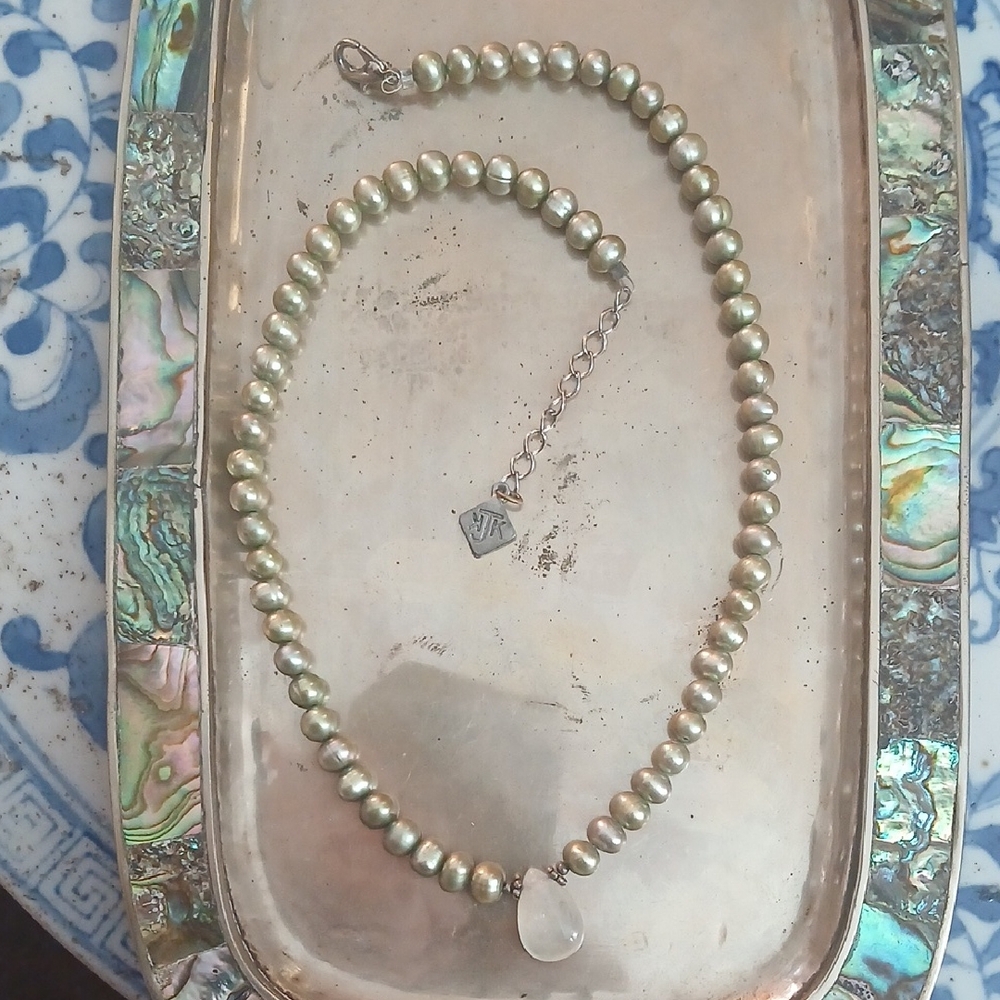 Elegant Green Freshwater Pearl Necklace By Katherine J. Kornblau